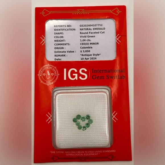 Jewelry - Natural Emerald 1.06 cts. Vivid Green Round Cut Loose Gemstones Luxury Gift